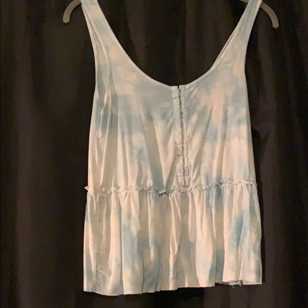 Sky blue and white tie dye American Eagle tank top